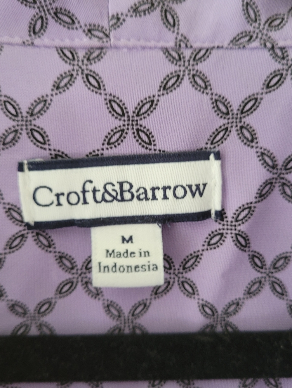 Croft & Barrow Y2K Retro Blouse Lavender Geometric Chain Button Short Sleeve M - Picture 4 of 7